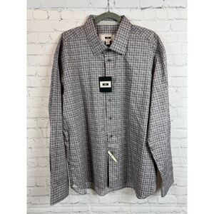 JOSEPH ABBOUD 100% cotton non-iron gray white dress mens shirt XXL NWT